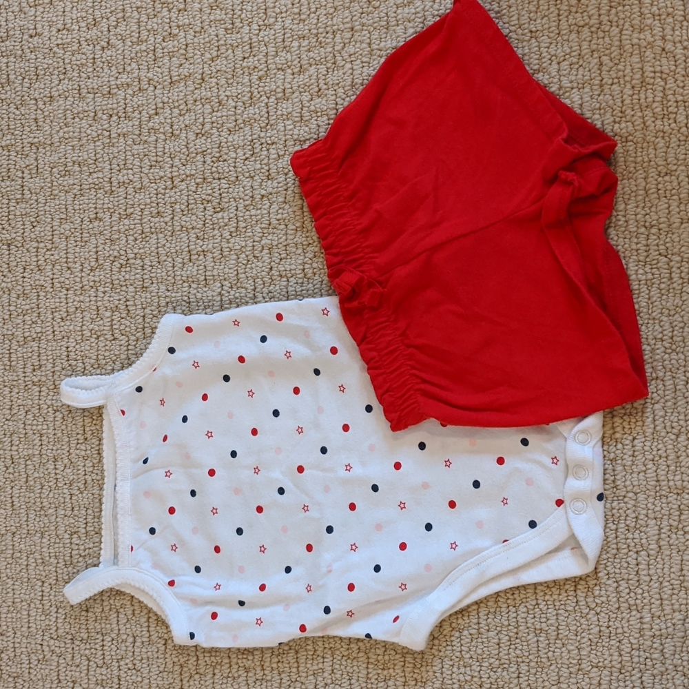 Red White Blue Summer Baby Outfit, 9M